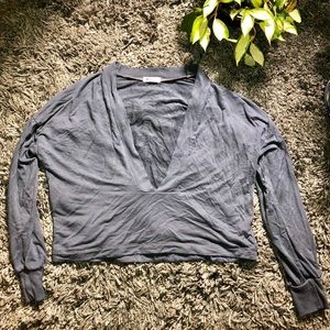 LA Made Blue Deep V Neck Cropped Sweater